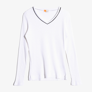 [중고] ERMENEGILDO ZEGNA   [E.Z by ZEGNA 골지 브이넥 티셔츠]  [Women M / Color - WHITE]