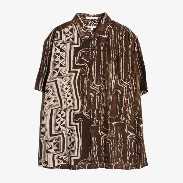 PERRY ELLIS -  실크 100% 패턴 셔츠   Man L